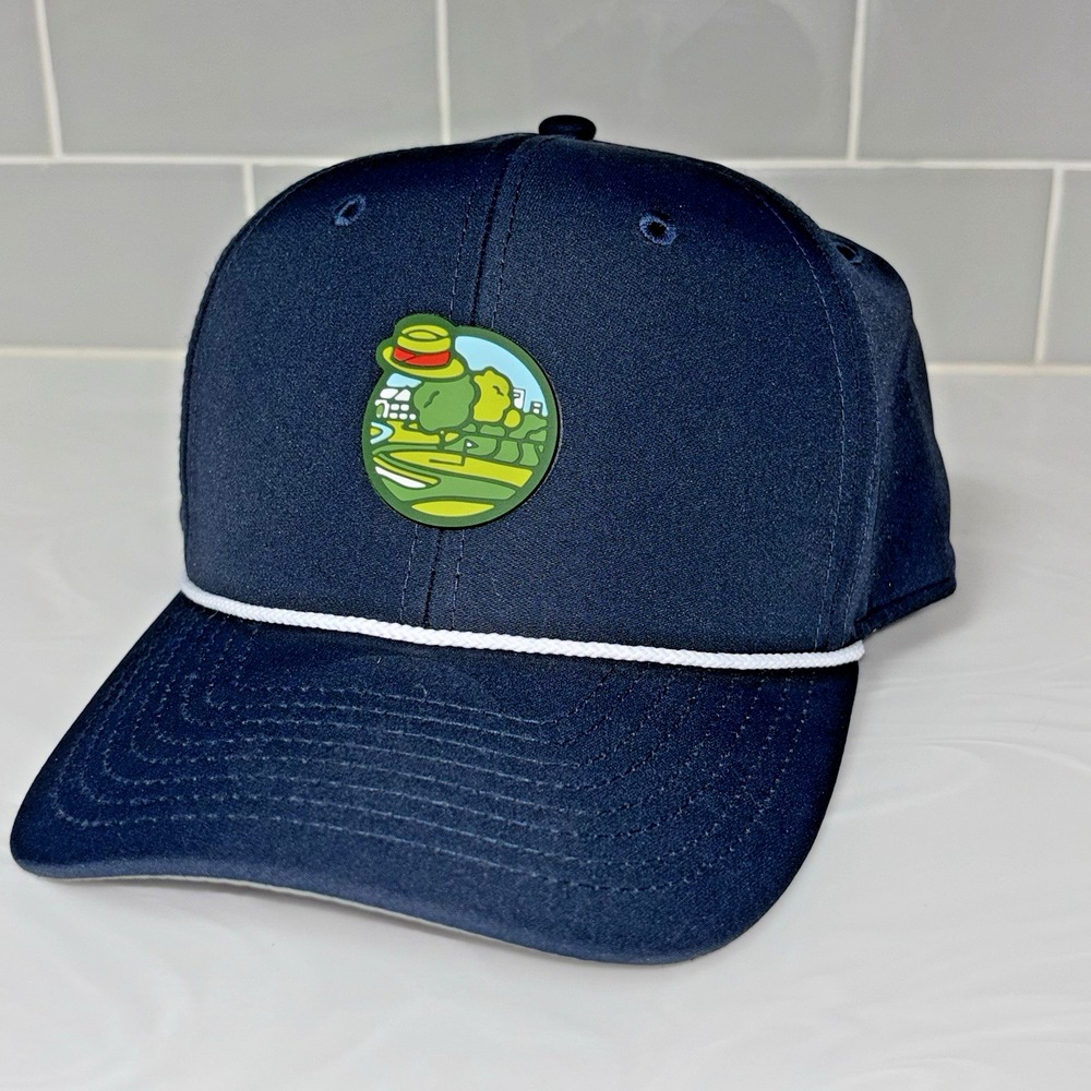 IMPERIAL Golf Rope Cap Hat Snapback Navy Blue Adjustable Gold Course Logo OSFA